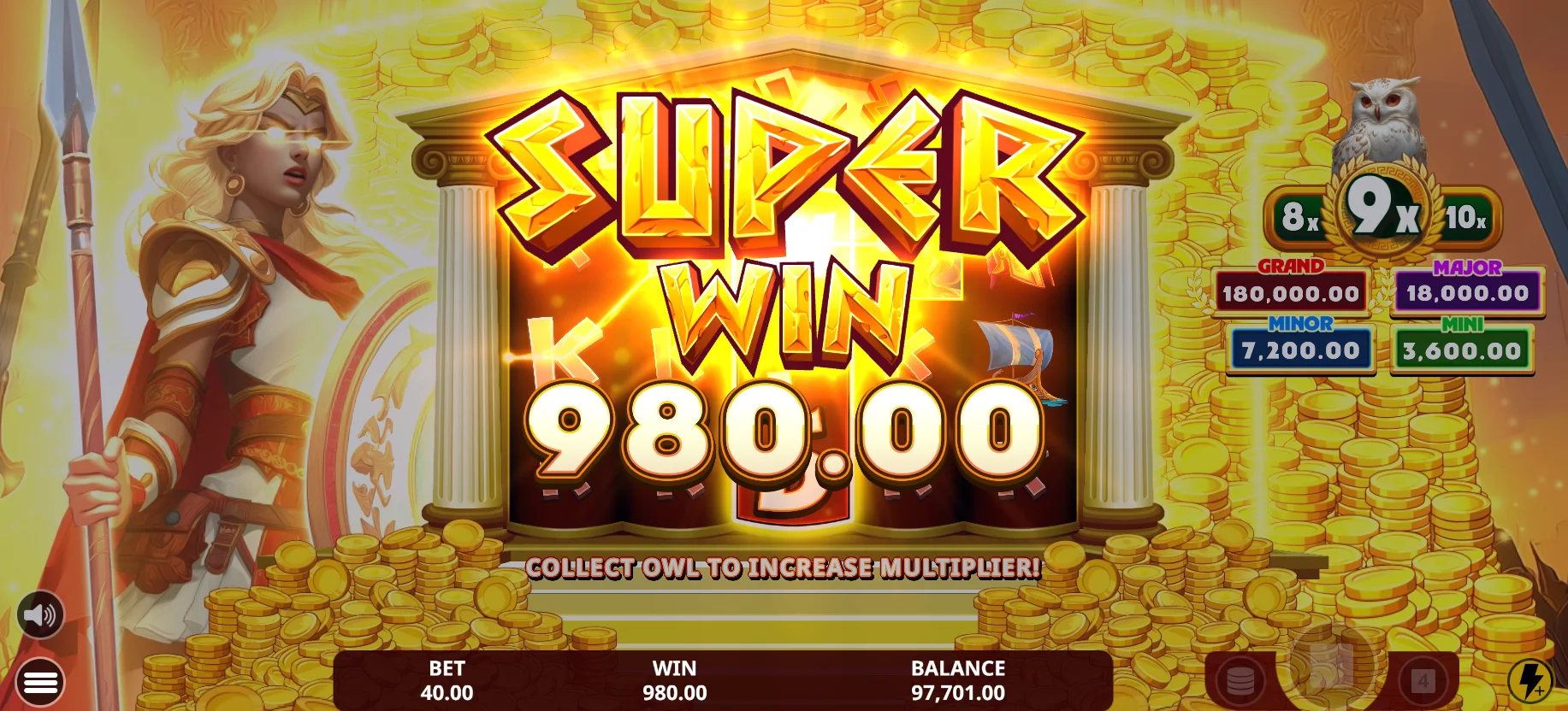 Law of Athena - Grand overwinning met maximale multiplier
